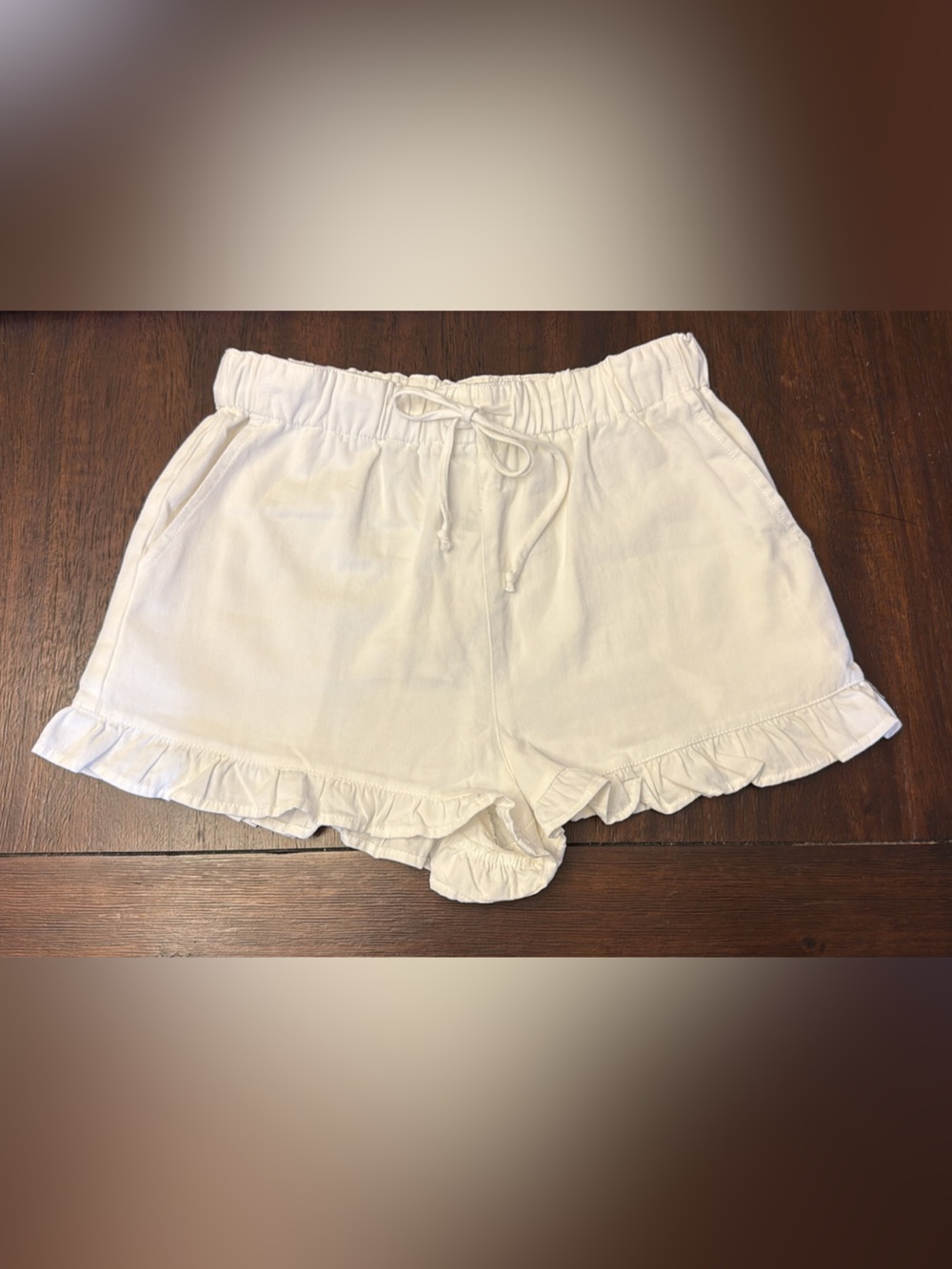 Papermoon White Ruffle Hem Shorts